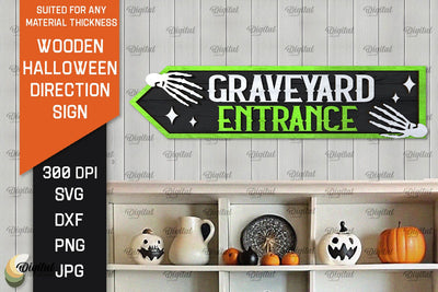 3D Halloween Direction Sign Laser Cut. Halloween Sign SVG SVG Evgenyia Guschina 