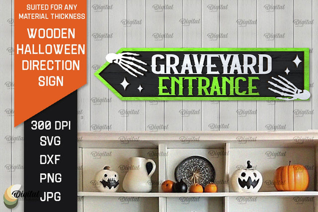 3D Halloween Direction Sign Laser Cut. Halloween Sign SVG SVG Evgenyia Guschina 