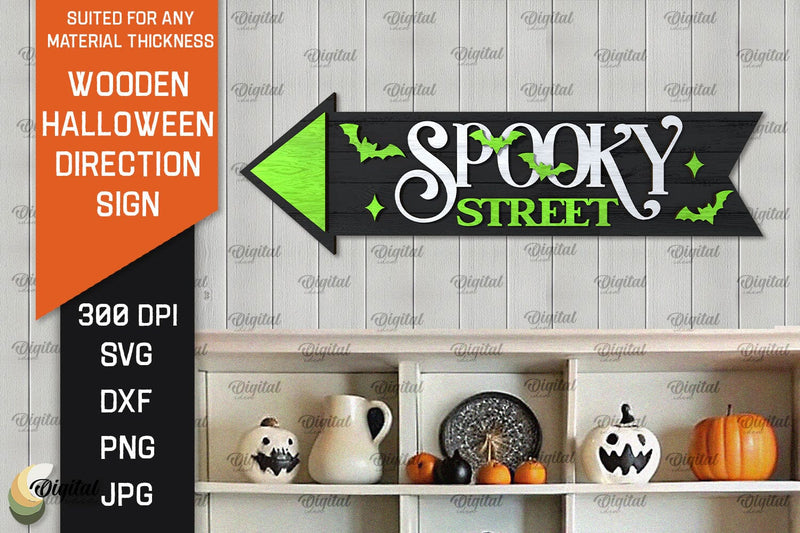 3D Halloween Direction Sign Laser Cut. Halloween Sign SVG SVG Evgenyia Guschina 