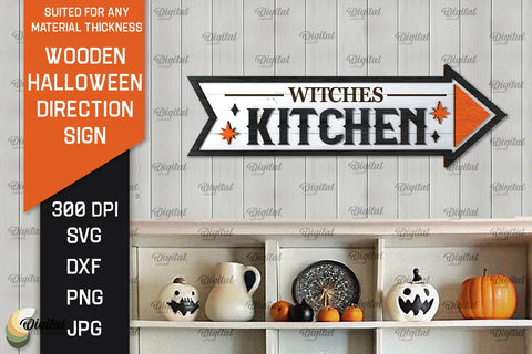 3D Halloween Direction Sign Laser Cut. Halloween Sign SVG SVG Evgenyia Guschina 