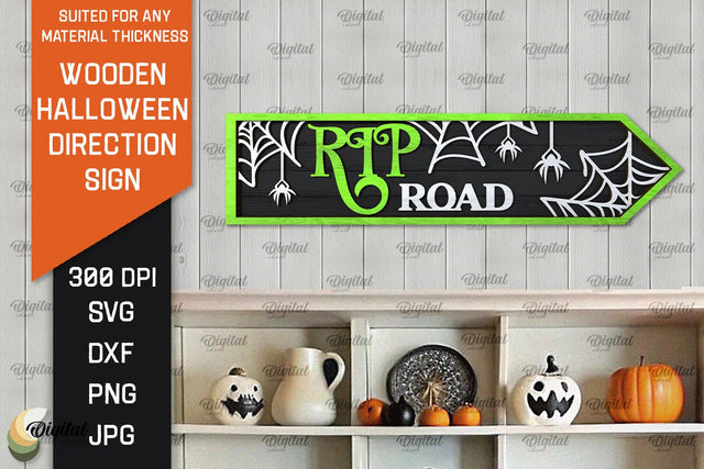 3D Halloween Direction Sign Laser Cut. Halloween Sign SVG SVG Evgenyia Guschina 