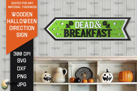 3D Halloween Direction Sign Laser Cut. Halloween Sign SVG SVG Evgenyia Guschina 