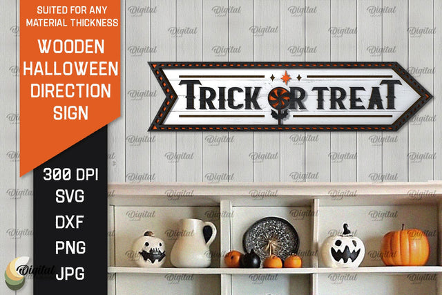 3D Halloween Direction Sign Laser Cut. Halloween Sign SVG SVG Evgenyia Guschina 
