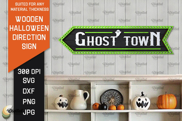 3D Halloween Direction Sign Laser Cut. Halloween Sign SVG SVG Evgenyia Guschina 