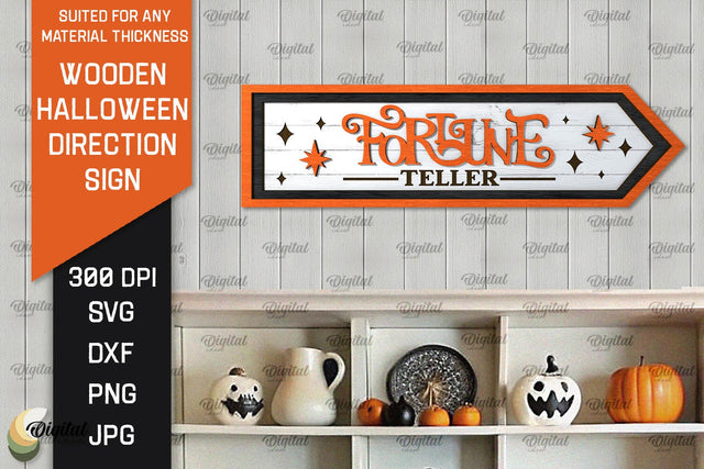 3D Halloween Direction Sign Laser Cut. Halloween Sign SVG SVG Evgenyia Guschina 