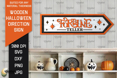 3D Halloween Direction Sign Laser Cut. Halloween Sign SVG SVG Evgenyia Guschina 