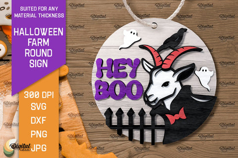 3D Halloween farm Round Sign Laser Cut. Farmhouse SVG SVG Evgenyia Guschina 
