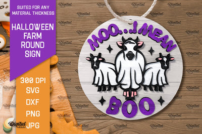 3D Halloween farm Round Sign Laser Cut. Farmhouse SVG SVG Evgenyia Guschina 
