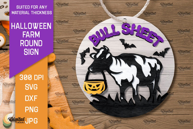 3D Halloween farm Round Sign Laser Cut. Farmhouse SVG SVG Evgenyia Guschina 