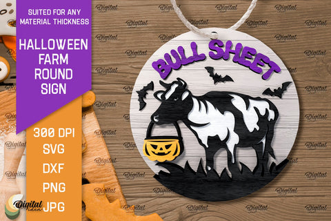 3D Halloween farm Round Sign Laser Cut. Farmhouse SVG SVG Evgenyia Guschina 