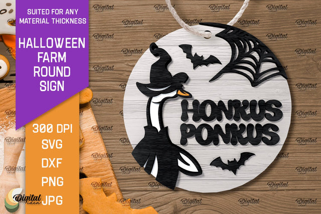 3D Halloween farm Round Sign Laser Cut. Farmhouse SVG SVG Evgenyia Guschina 