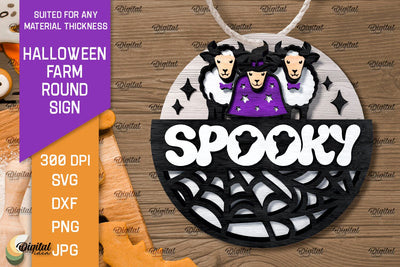 3D Halloween farm Round Sign Laser Cut. Farmhouse SVG SVG Evgenyia Guschina 
