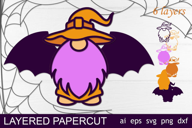 3d halloween gnome svg, Halloween layered laser cut decor, Papercut 3D Paper AnastasiyaArtDesign 