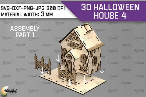 3D Halloween House Laser Cut. Spooky Halloween House SVG SVG Evgenyia Guschina 