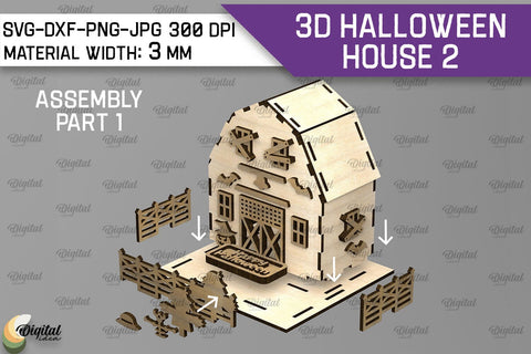 3D Halloween House Laser Cut. Spooky Halloween House SVG SVG Evgenyia Guschina 