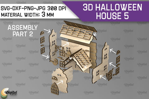 3D Halloween House Laser Cut. Spooky Halloween House SVG SVG Evgenyia Guschina 