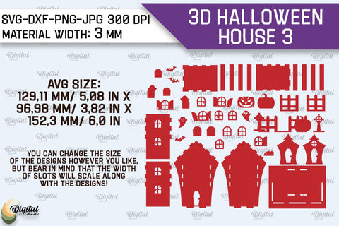 3D Halloween House Laser Cut. Spooky Halloween House SVG SVG Evgenyia Guschina 