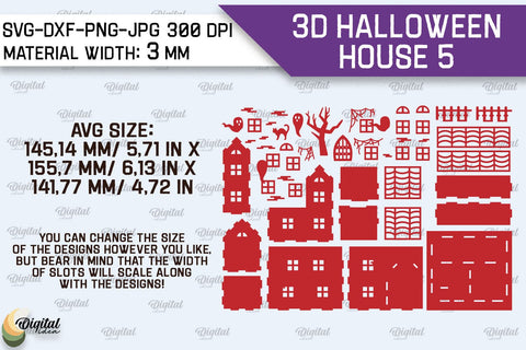 3D Halloween House Laser Cut. Spooky Halloween House SVG SVG Evgenyia Guschina 