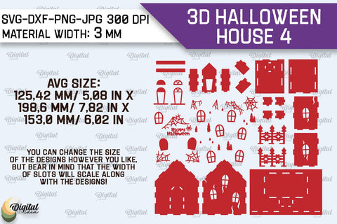 3D Halloween House Laser Cut. Spooky Halloween House SVG SVG Evgenyia Guschina 