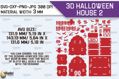 3D Halloween House Laser Cut. Spooky Halloween House SVG SVG Evgenyia Guschina 