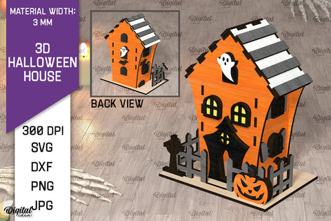 3D Halloween Houses Laser Cut Bundle. Spooky Halloween SVG SVG Evgenyia Guschina 