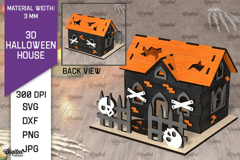 3D Halloween Houses Laser Cut Bundle. Spooky Halloween SVG SVG Evgenyia Guschina 