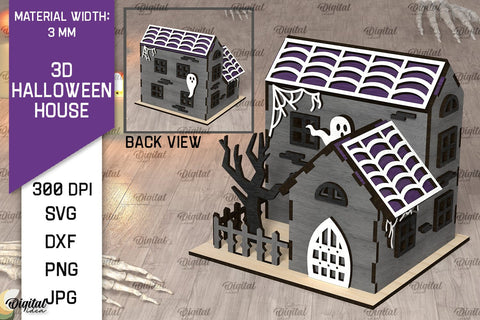 3D Halloween Houses Laser Cut Bundle. Spooky Halloween SVG SVG Evgenyia Guschina 