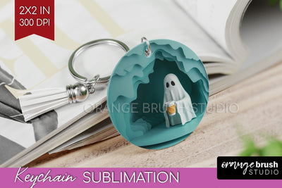 3D Halloween Keychain PNG - Spooky Keychain Sublimation Sublimation OrangeBrushStudio 