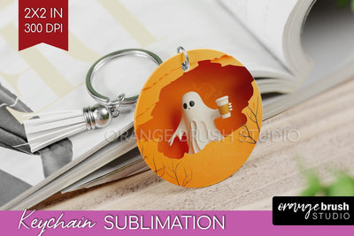 3D Halloween Keychain PNG - Spooky Keychain Sublimation Sublimation OrangeBrushStudio 