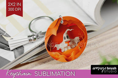 3D Halloween Keychain PNG - Spooky Keychain Sublimation Sublimation OrangeBrushStudio 