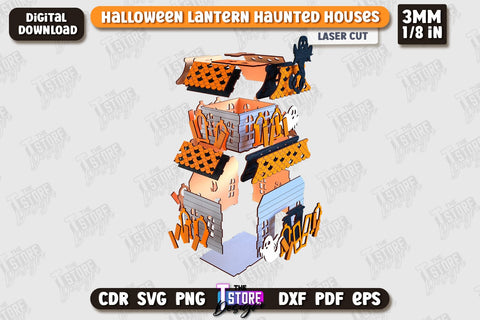 3D Halloween Lantern Haunted House Bundle | Halloween Décor | Seasonal Decorations | Holiday | CNC Files SVG The T Store Design 