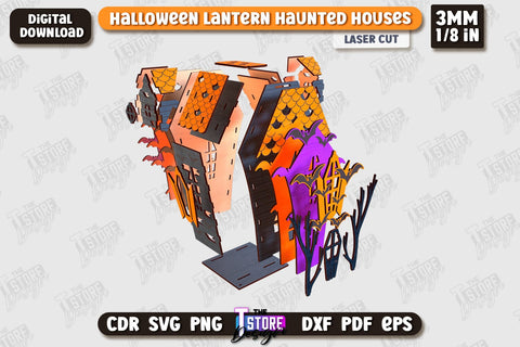 3D Halloween Lantern Haunted House Bundle | Halloween Décor | Seasonal Decorations | Holiday | CNC Files SVG The T Store Design 