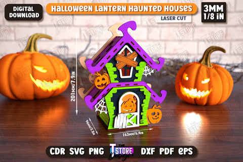 3D Halloween Lantern Haunted House Bundle | Halloween Décor | Seasonal Decorations | Holiday | CNC Files SVG The T Store Design 