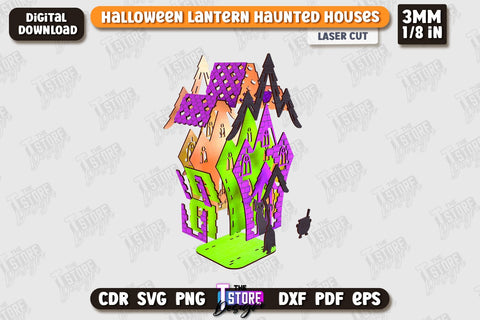 3D Halloween Lantern Haunted House Bundle | Halloween Décor | Seasonal Decorations | Holiday | CNC Files SVG The T Store Design 
