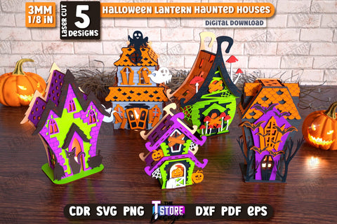 3D Halloween Lantern Haunted House Bundle | Halloween Décor | Seasonal Decorations | Holiday | CNC Files SVG The T Store Design 