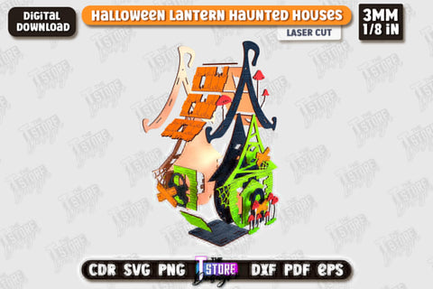 3D Halloween Lantern Haunted House Bundle | Halloween Décor | Seasonal Decorations | Holiday | CNC Files SVG The T Store Design 