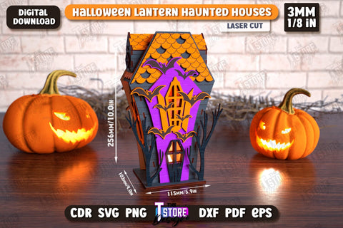 3D Halloween Lantern Haunted House Bundle | Halloween Décor | Seasonal Decorations | Holiday | CNC Files SVG The T Store Design 