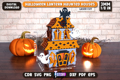 3D Halloween Lantern Haunted House | Halloween Décor | Seasonal Decorations | Holiday | CNC File SVG The T Store Design 