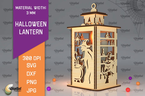3D Halloween Lantern Laser Cut SVG Evgenyia Guschina 