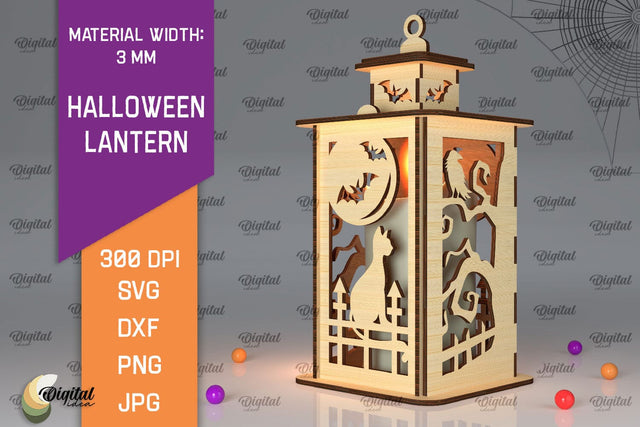 3D Halloween Lantern Laser Cut SVG Evgenyia Guschina 