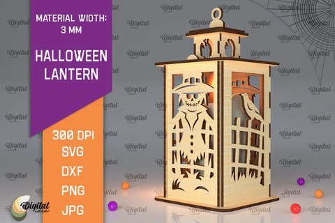 3D Halloween Lantern Laser Cut SVG Evgenyia Guschina 