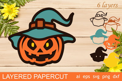 3d Halloween layered, Scary pumpkin, Jack o lantern svg 3D Paper AnastasiyaArtDesign 