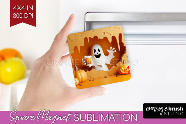 3D Halloween Magnet Sublimation - Spooky Magnet PNG Sublimation OrangeBrushStudio 