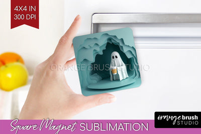 3D Halloween Magnet Sublimation - Spooky Magnet PNG Sublimation OrangeBrushStudio 