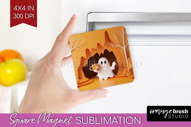 3D Halloween Magnet Sublimation - Spooky Magnet PNG Sublimation OrangeBrushStudio 