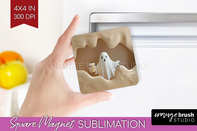 3D Halloween Magnet Sublimation - Spooky Magnet PNG Sublimation OrangeBrushStudio 