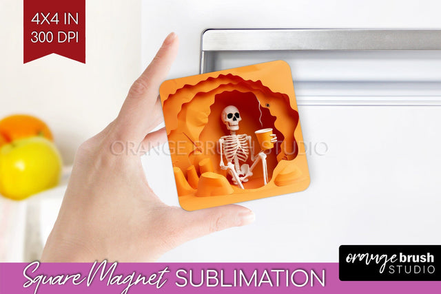 3D Halloween Magnet Sublimation - Spooky Magnet PNG Sublimation OrangeBrushStudio 