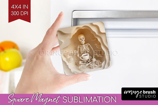 3D Halloween Magnet Sublimation - Spooky Magnet PNG Sublimation OrangeBrushStudio 
