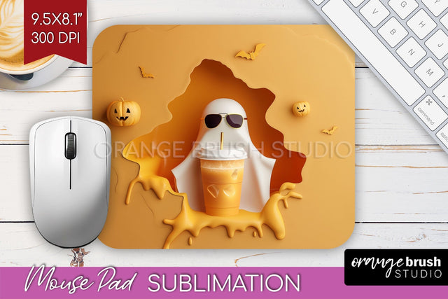3D Halloween Mouse Pad Sublimation - Spooky Mouse Pad PNG Sublimation OrangeBrushStudio 