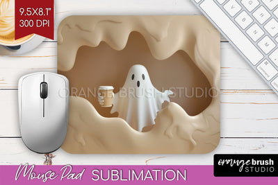 3D Halloween Mouse Pad Sublimation - Spooky Mouse Pad PNG Sublimation OrangeBrushStudio 